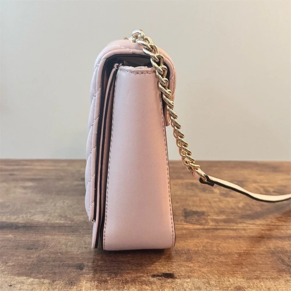 A New Day Crossbody Bag Womens Small Pink Quilted Chevron Gold
